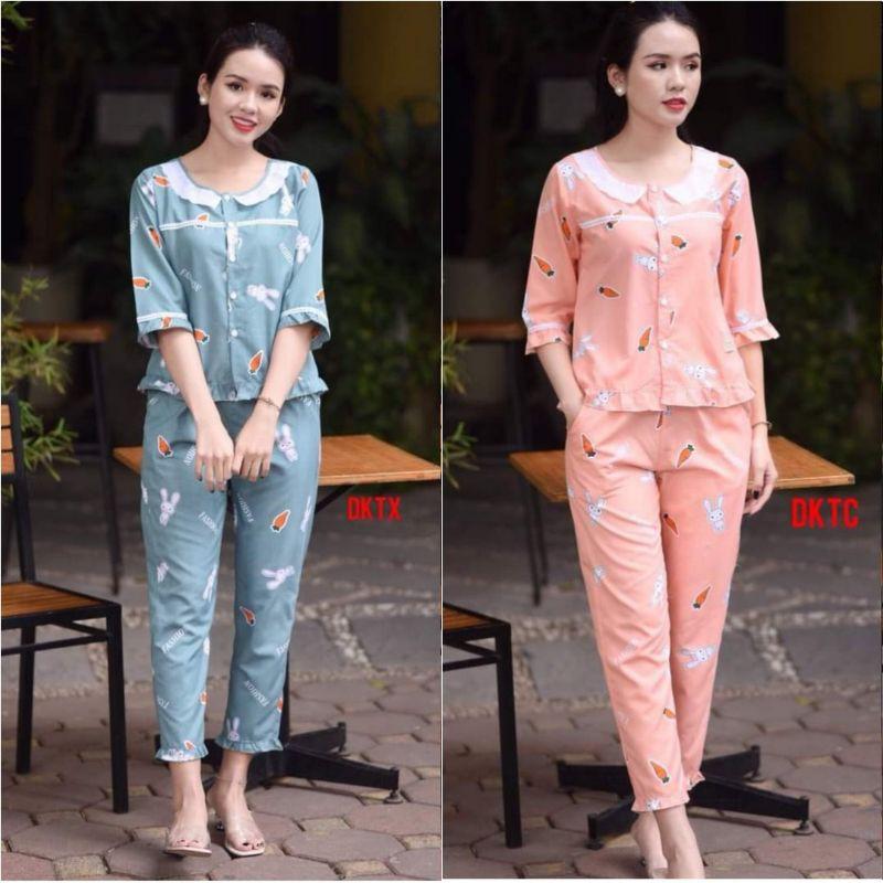 Quần áo mặc nhà cổ ren xinh