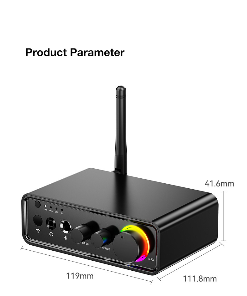 ROGTZ Bộ Khuếch Đại Công Suất Kỹ Thuật Số Amplifier Bluetooth Tích Hợp DSP Hỗ Trợ Đầu Vào RCA Coaxial Optical 6.5mm M19 BT - Hàng Nhập Khẩu