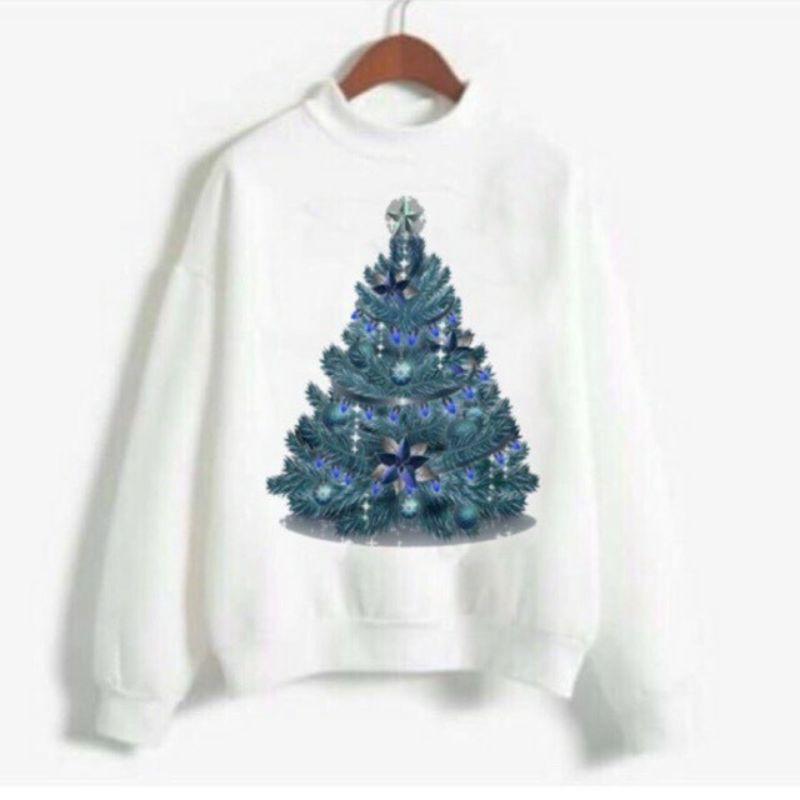 Áo nỉ sweater in cây thông noel mới nhất
