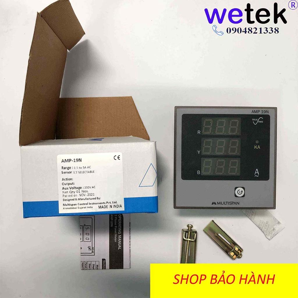 Mutltispan AMP-19N, Đồng hồ đo Dòng 3 pha, hiển thị LED đồng thời, gắn mặt cánh tủ, cấp chính xác 0.5