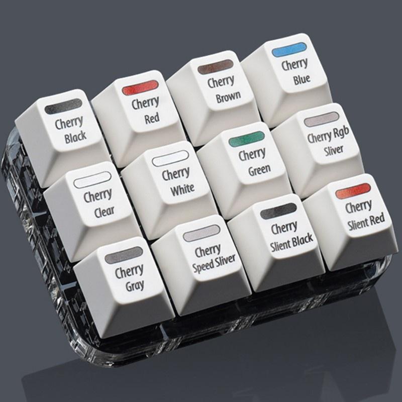 HSV White Keycaps Testing Tool Cherry 12 MX Switches Keyboard Tester Kit Clear Keycaps Sampler PCB Mechanical Keyboard