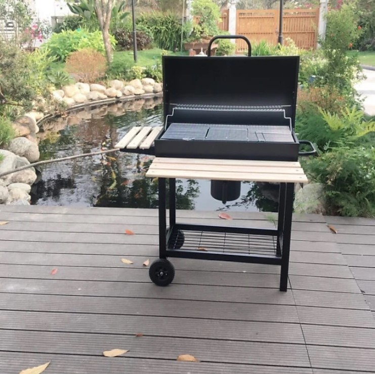 Bếp Nướng Than Hoa Nắp Đậy Có Tay Đẩy BBQ05, Bếp Nướng BBQ, Bếp Nướng Than Hoa Sân Vườn