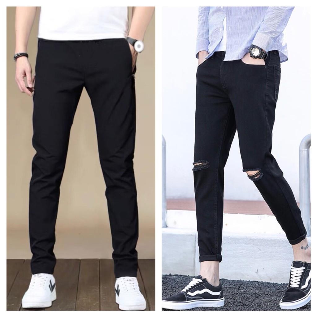 Quần jean nam đen ống đứng dáng slim Fit- vải jeans bò co giãn 4 chiều cao cấp