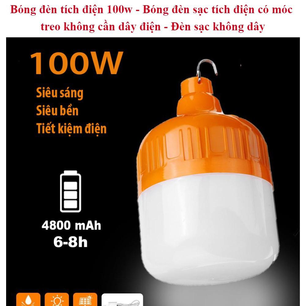 Bóng Đèn Tích Điện Loại 100W Siêu Sáng Có Móc Treo Tiện Lợi