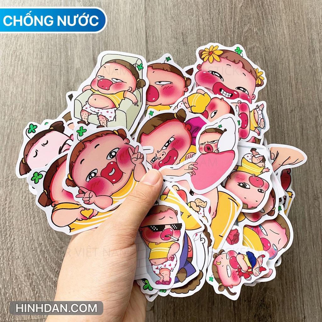 10 sticker in hình Quỳnh Cute - Chất liệu PVC chất lượng cao chống nước - Kích thước 4-8cm - Sticker Việt Nam