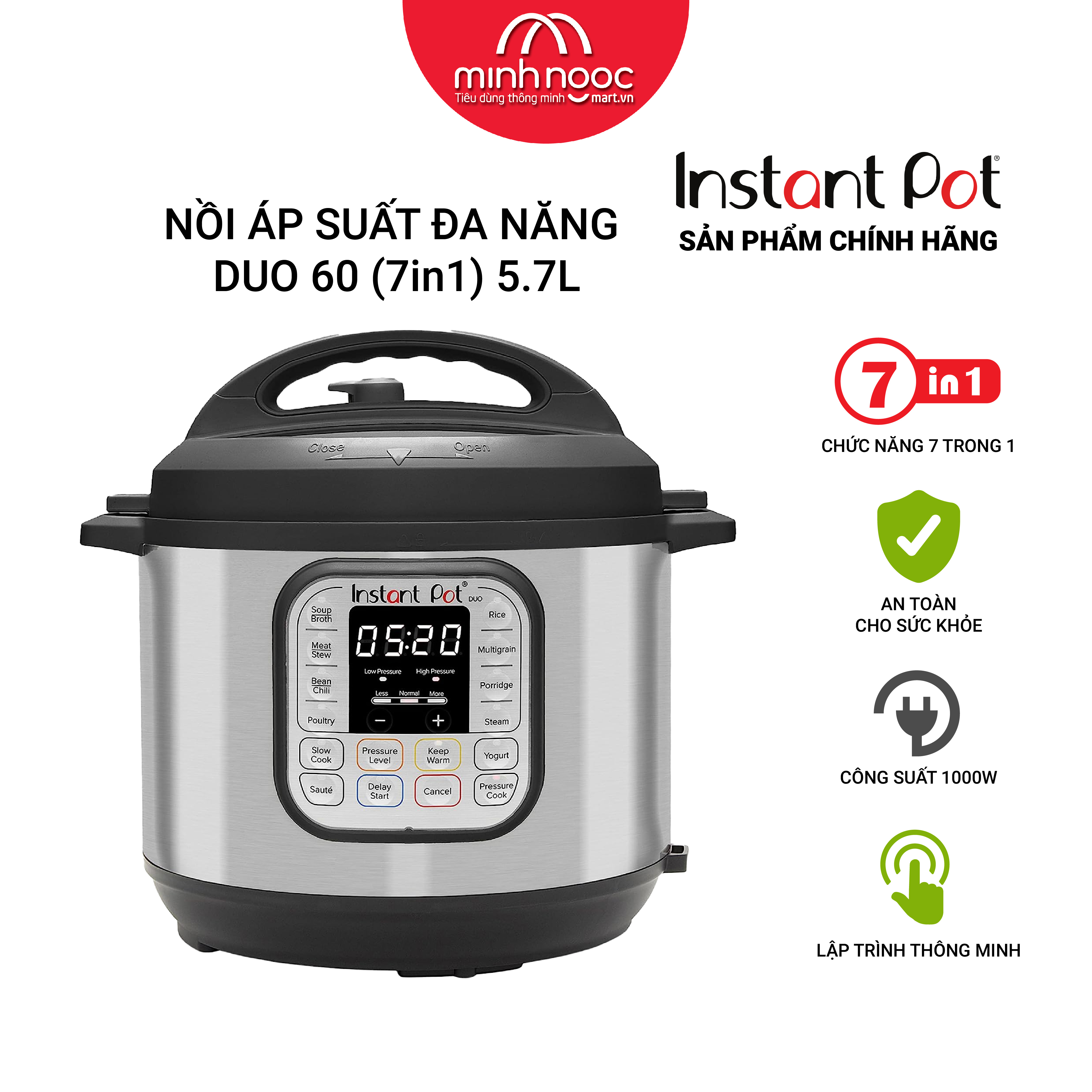 Nồi Áp Suất Điện Đa Năng Instant Pot Duo 60, dung tích 5,7L, 7-in-1