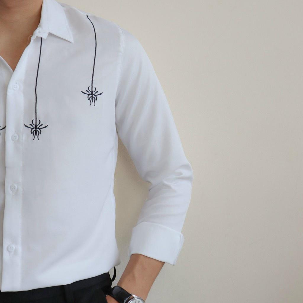 Áo sơ mi in thêu dài tay nam cực đẹp phong cách hàn quốc cho các bạn trẻ KB FASHION