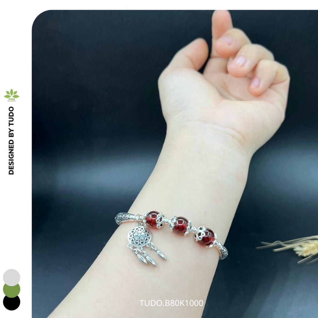 Vòng Tay Nữ Đẹp - Vòng Phong Thủy Mệnh Hỏa, Thổ TUDO VCBGARN AG925 B80K1000 Charm Dreamcatcher