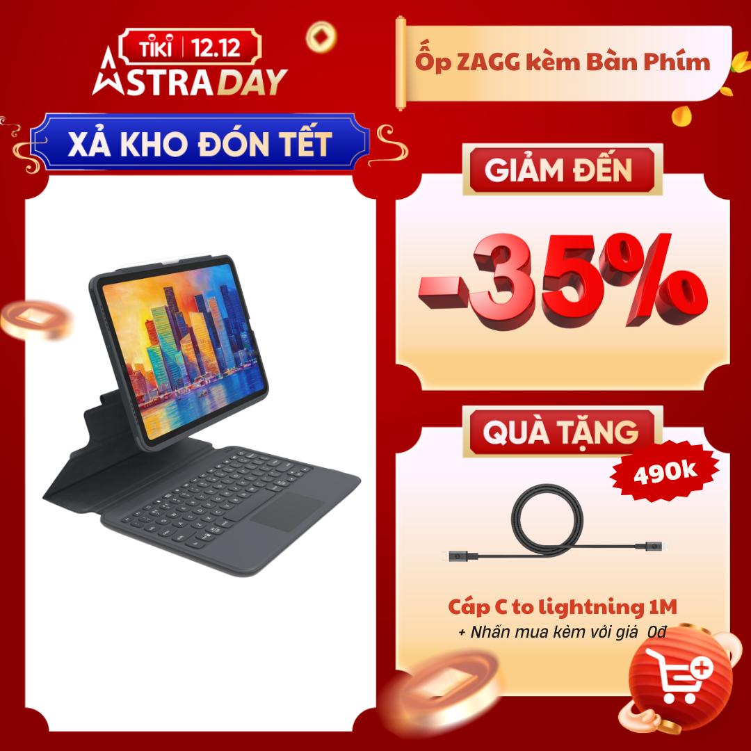 Ốp lưng kèm bàn phím ZAGG Pro Keys dành cho iPad Pro 11 inch - hàng chính hãng