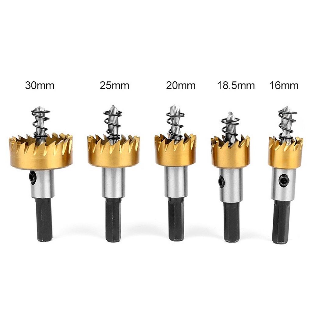Bộ 5 Mũi Khoan Khoét Lỗ Thép HSS Mạ Titan Hoặc Hợp Kim