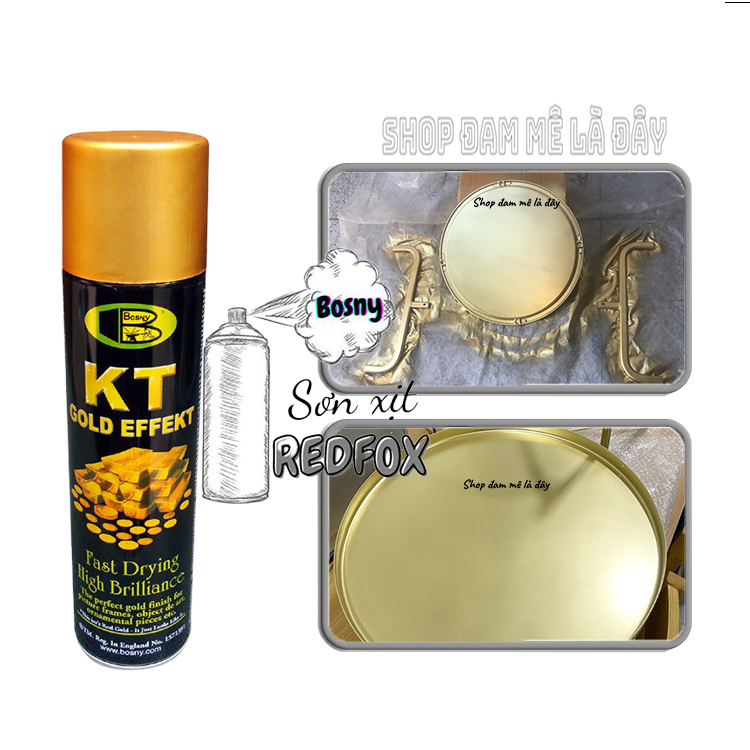 Sơn mạ vàng 18k, vàng 24k Brass Gold No.182 Kt Gold effekt Bosny dung tích 200ml- Thái Lan, sơn mạ vàng, mạ đồng, sơn oto, xe máy, sơn xịt