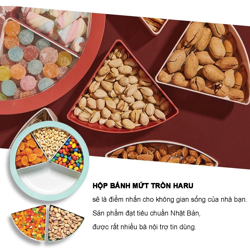 Hộp mứt tết Haru inochi cao cấp khay mứt hoa 5 cánh , tròn vuông