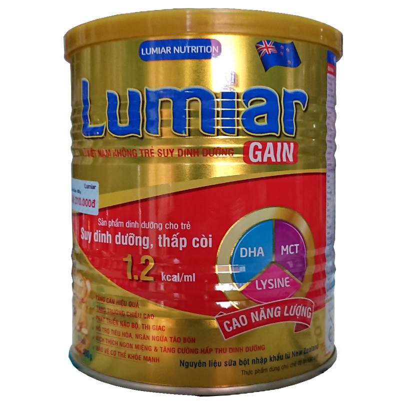 Combo 3 lon Sữa bột Lumiar Gain lon 800g - sản phẩm dành cho trẻ suy dinh dưỡng, thấp còi với DHA, MCT, LYSINE cao năng lượng