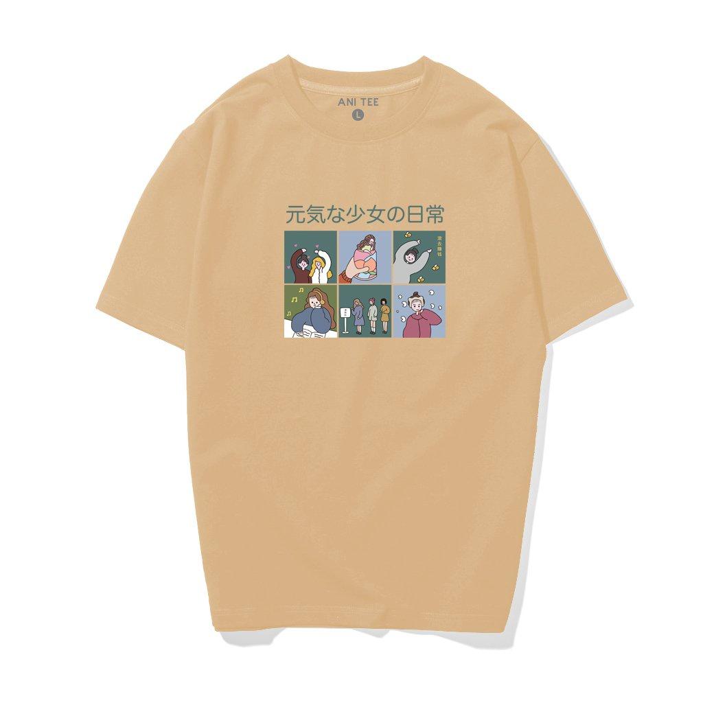 Áo Thun Unisex Tay Lỡ Form Rộng - Girls' Japan