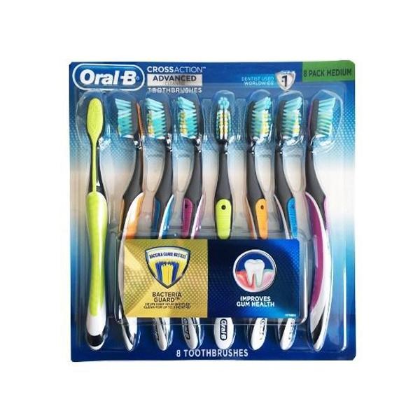 Set 8 Bàn Chải Oral-B Cross Action Action Advanced Bacteria Guard Bristles - Mỹ Medium