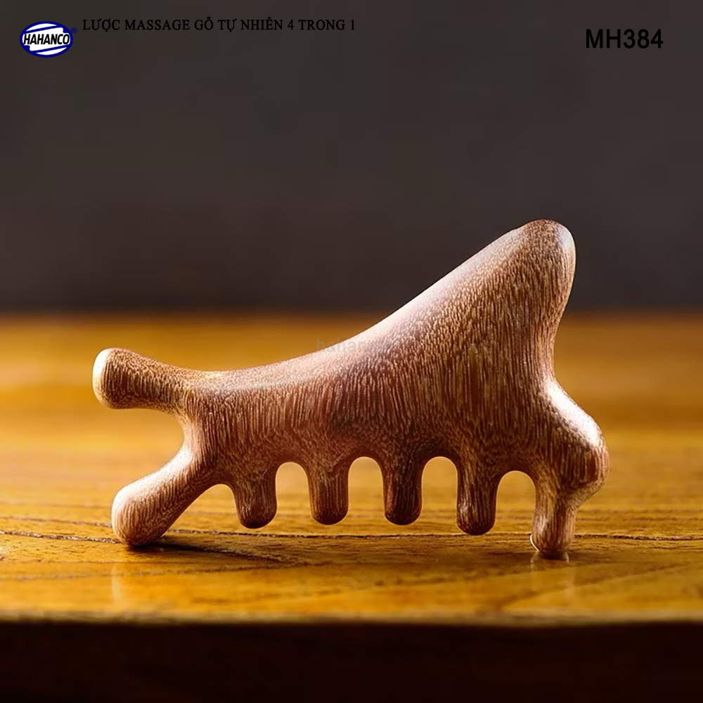 Lược Massage Dụng Cụ Làm Đẹp Chuyên Nghiệp Gỗ Tự Nhiên 4 Trong 1 - HAHANCO - MH384