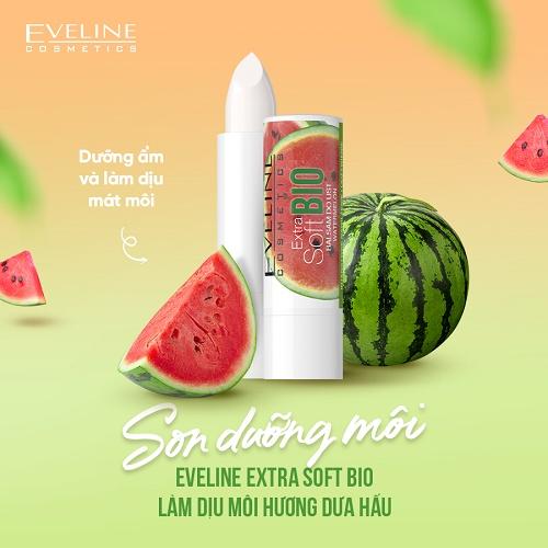 Son dưỡng Eveline Extrasoft Bio làm dịu môi hương dưa hấu 4g