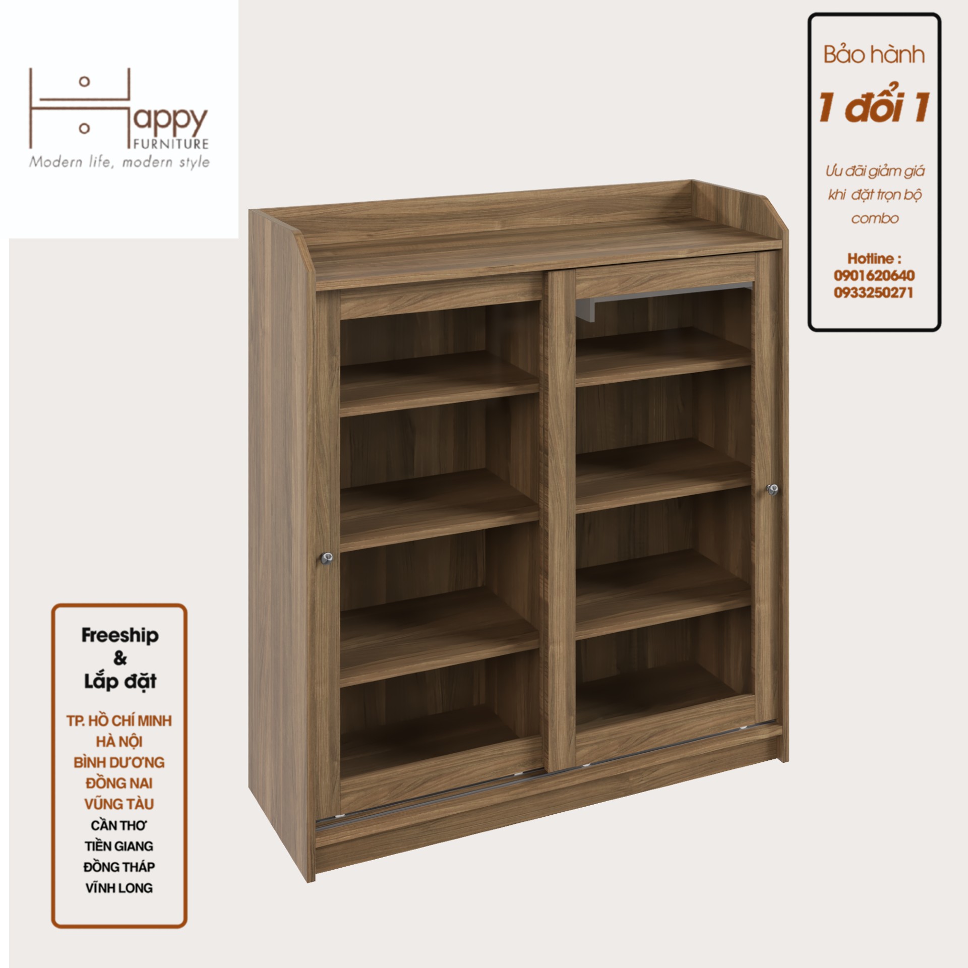 RUNI, Tủ đựng đồ - 2 cánh cửa kính, 105cm x 37cm x 116cm , TCL_001