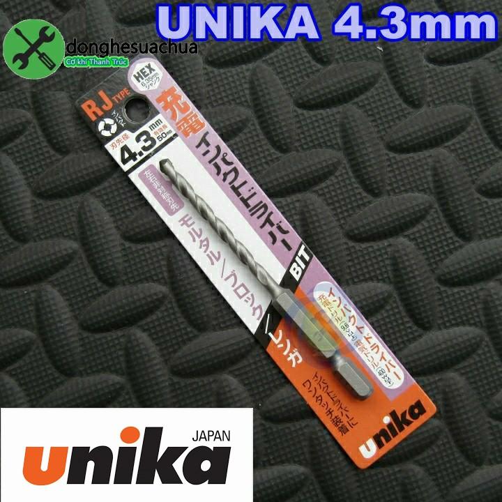 Mũi khoan tường Unika 4.3mm RJ 4.3 x 95 đuôi lục giác
