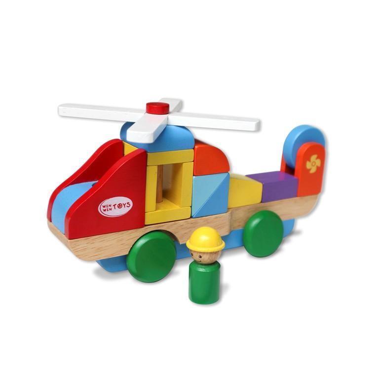 Đồ chơi gỗ Trực thăng lắp ráp | Winwintoys 65262 | Phát triển tư duy logic và phân biệt hình học, màu sắc