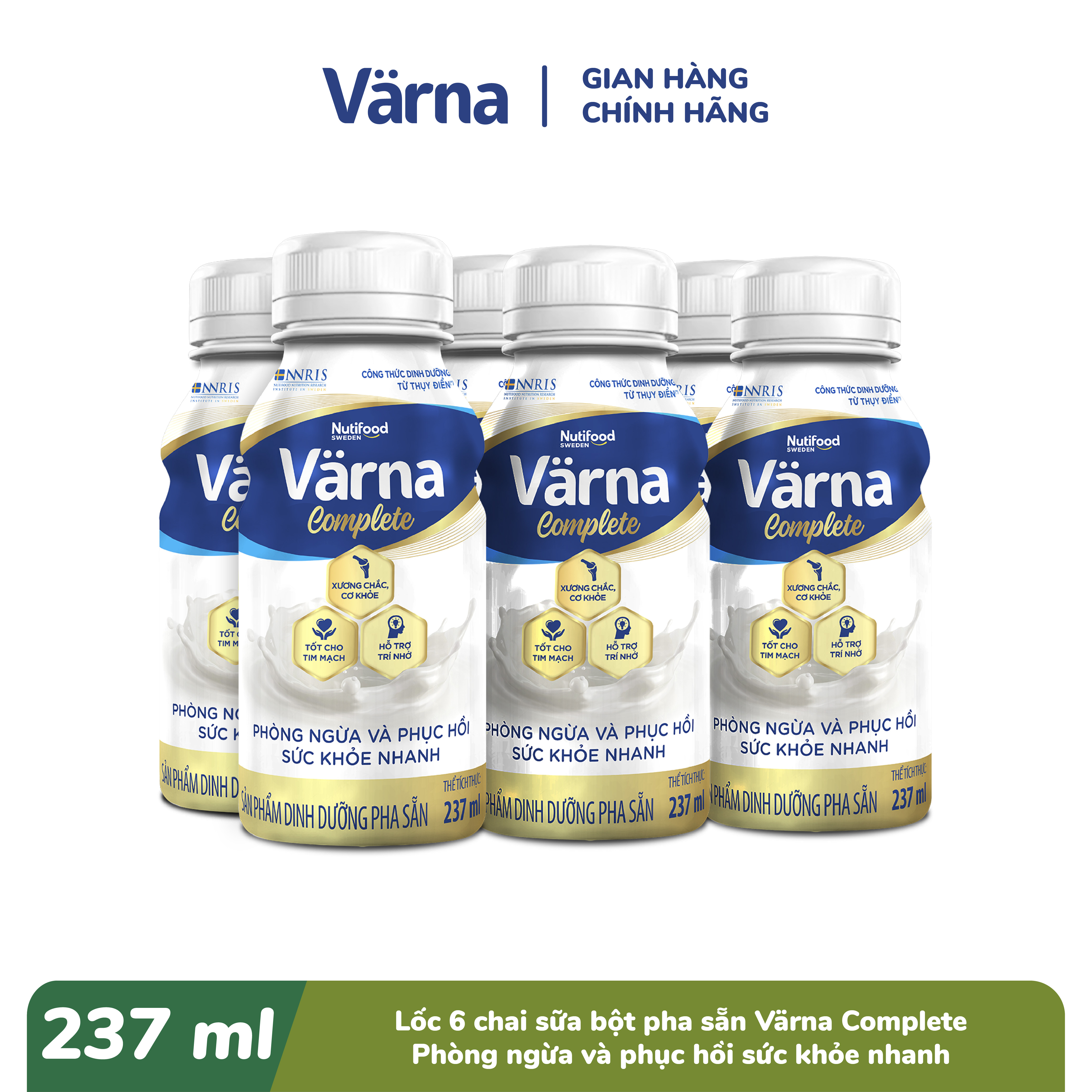 Thùng Sữa Bột Pha Sẵn Varna Complete chai (24 hộp x 237ml)