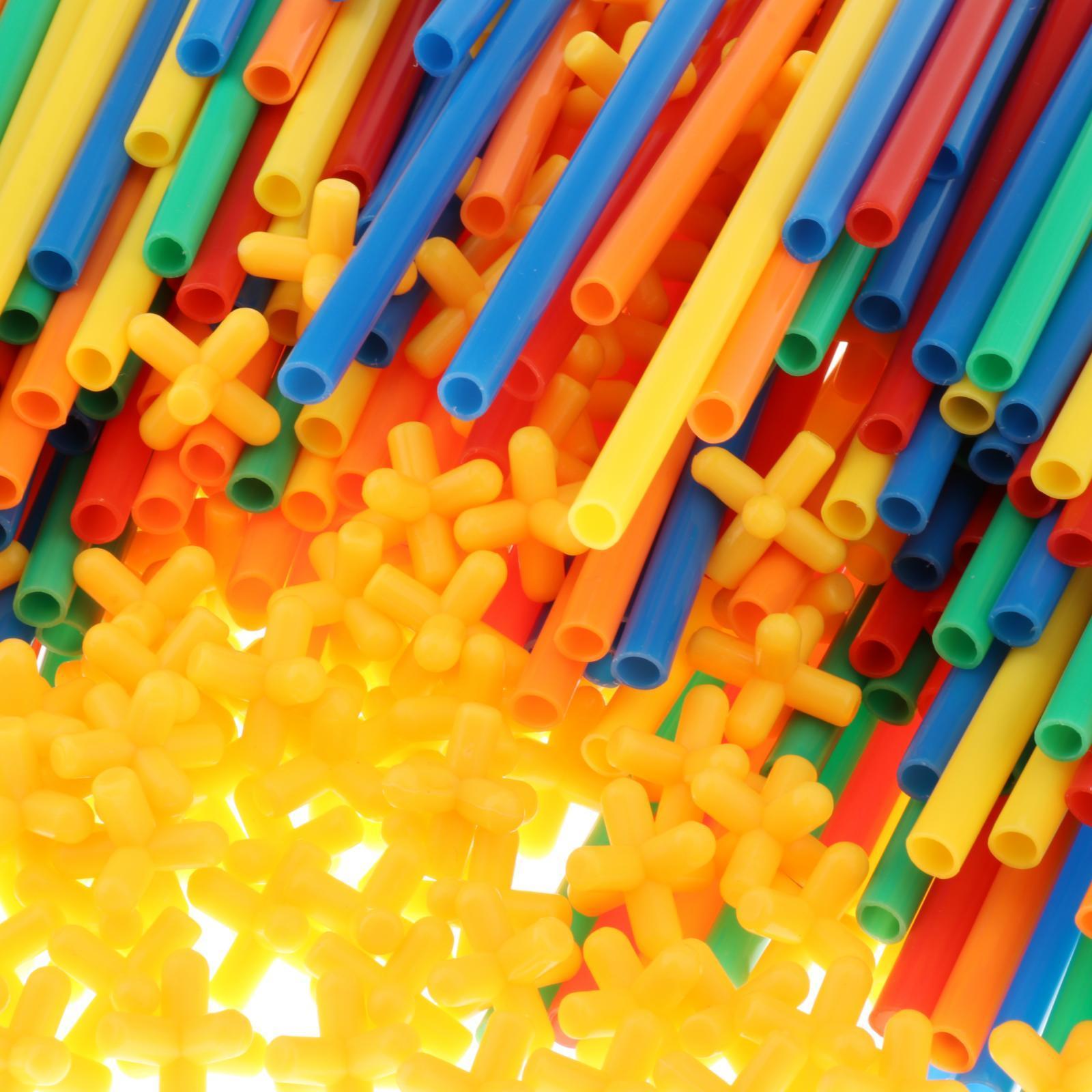 Straw Constructor Kit Fort Toy Block Joint Kids Gift for Boys Girls 200pcs
