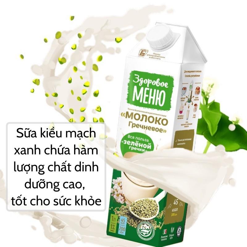 Sữa hạt kiều mạch xanh giàu dinh dưỡng, chống oxy hóa tốt cho sức khỏe nhập khẩu Nga hộp 1L