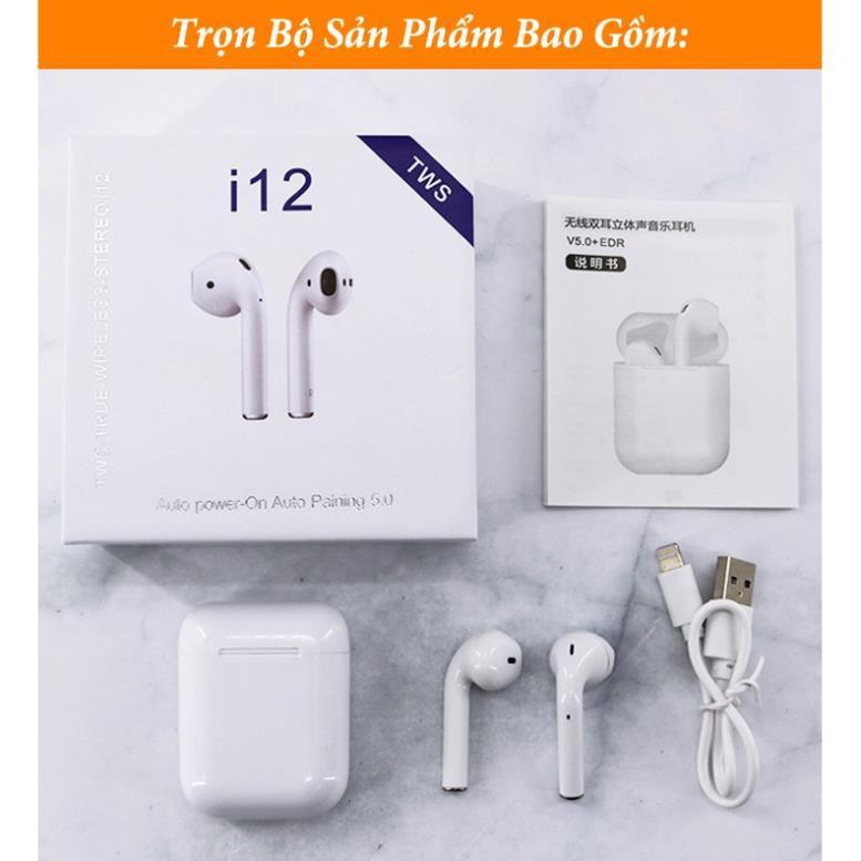 Tai Nghe i12 TWS Bluetooth 5.0 True wireless -chuyên Gaming -dành cho IPhone va android