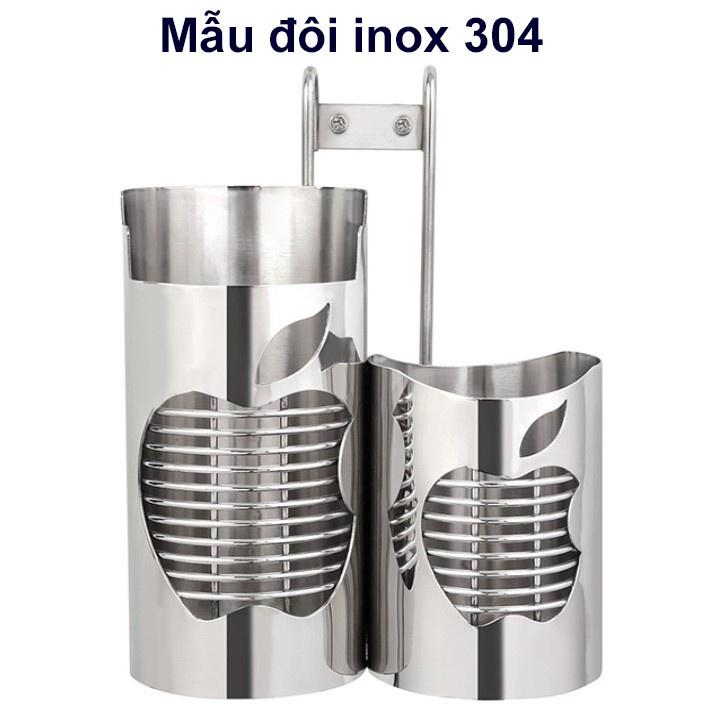 Ống đựng muỗng đũa inox 304(tròn táo), Dụng cụ đựng đũa 2 ngăn cao cấp chống han chống gỉ an toàn vệ sinh