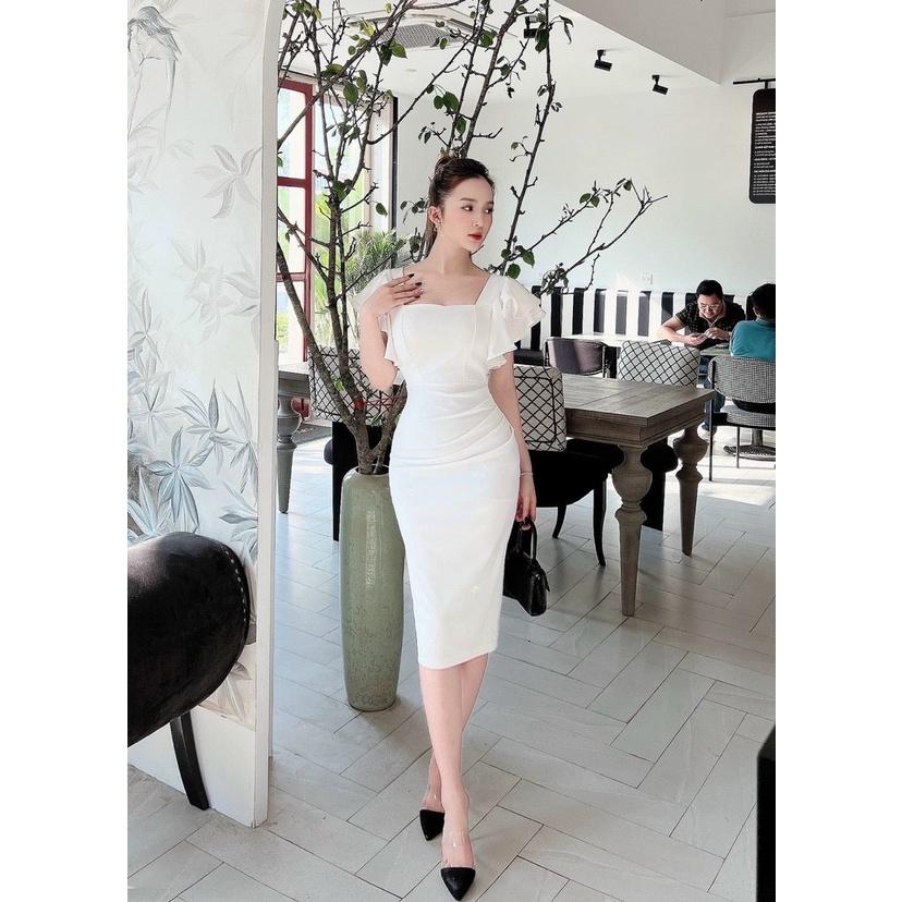 Váy đầm nữ body dự tiệc tay bèo cổ vuông