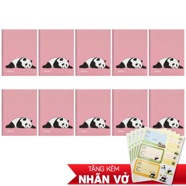 Combo 10 Tập Học Sinh Cute Panda - Miền Nam - 4 Ô Ly - 200 Trang 80gsm - Fahasa 02 - Tặng Nhãn Vở Kèm Sticker