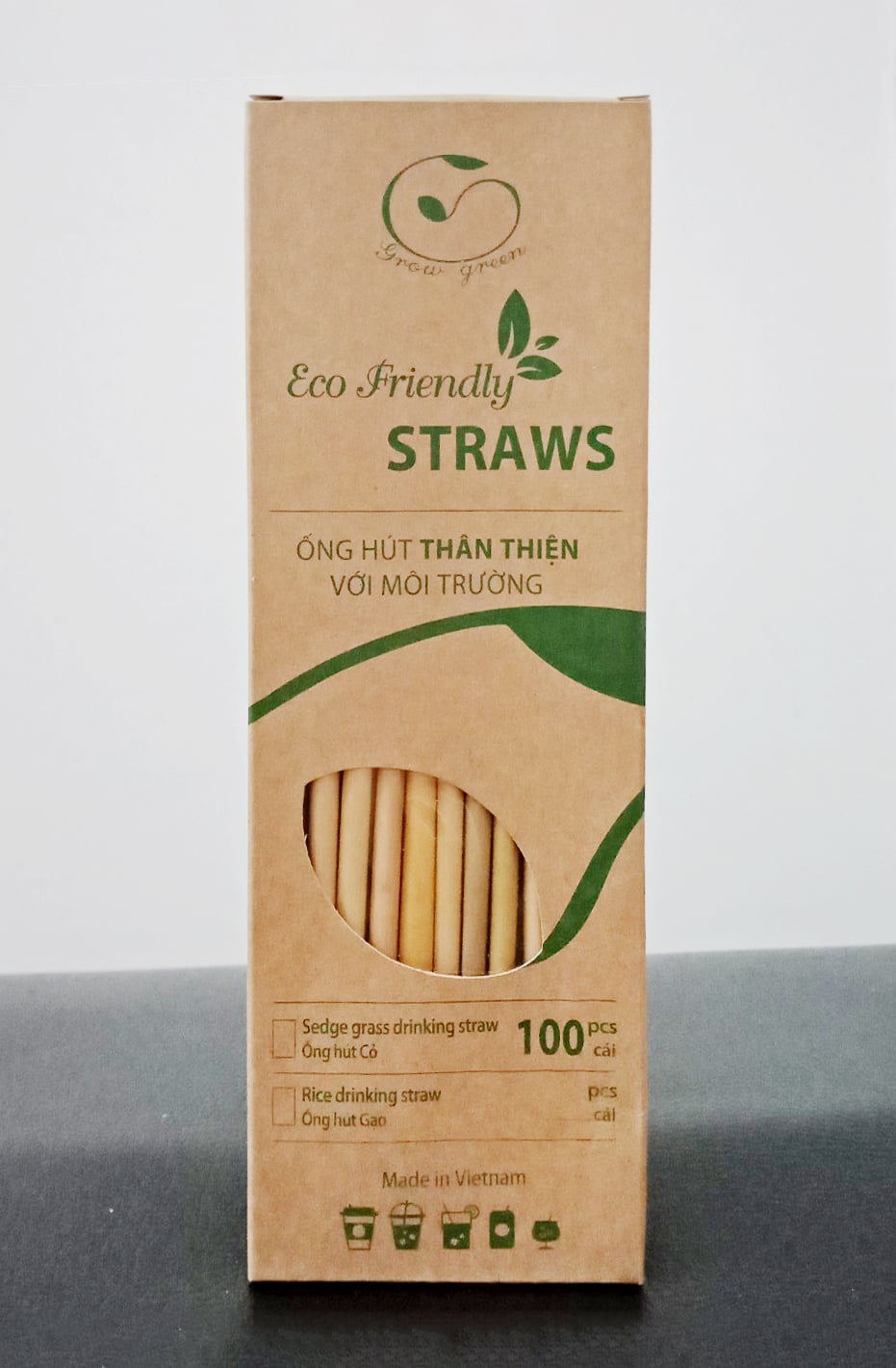 [GG] Hộp 100 Ống Hút Cỏ Bàng Khô (Grass Straws) Dài 20cm, Không Mềm Trong Nước, Dùng Tốt Cho Cả Đồ Uống Nóng và Lạnh, Phân Hủy Hoàn Toàn Trong Tự Nhiên, Thân Thiện Với Môi Trường.