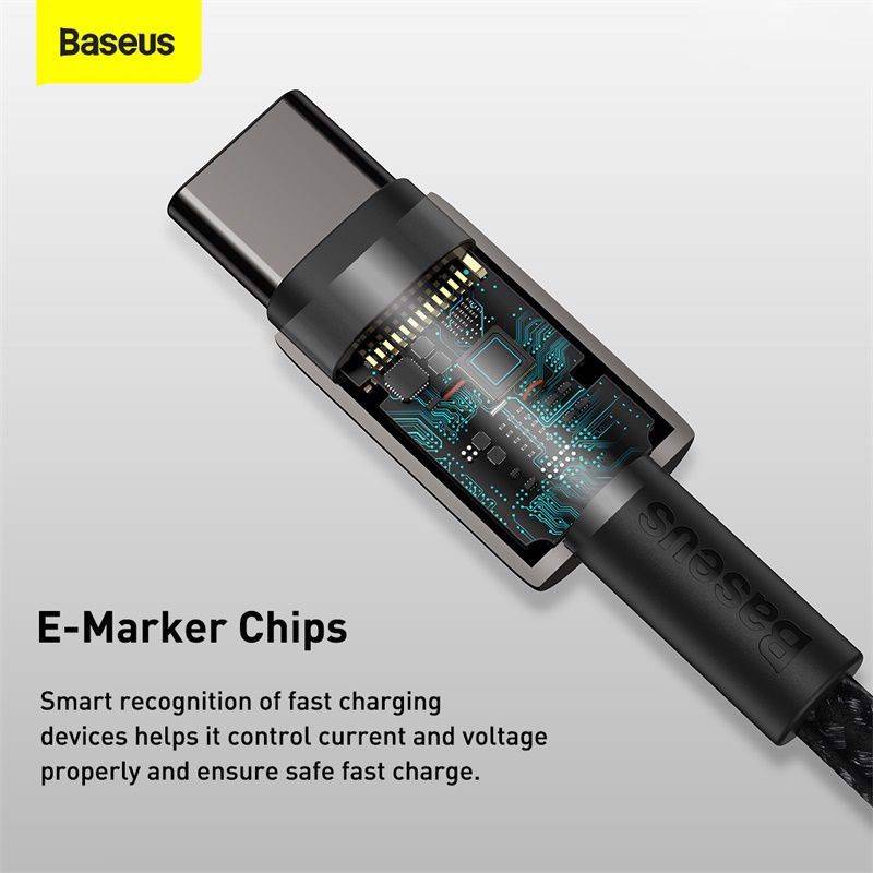 Dây cáp sạc nhanh 100W chuẩn PD 3.0 type c to type c QC 3.0 dài 100cm hiệu Baseus Tungsten Gold sạc nhanh 5A, truyền tải data 480Mbps - hàng nhập khẩu