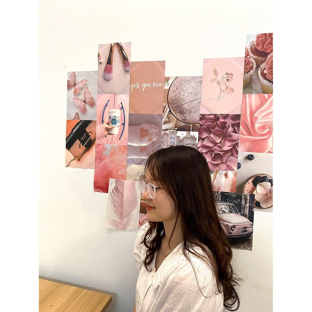Set 24 hình Wall Collection Sticker dán tường trang trí decor phòng ngủ instargram - theme Hồng Hường 1303