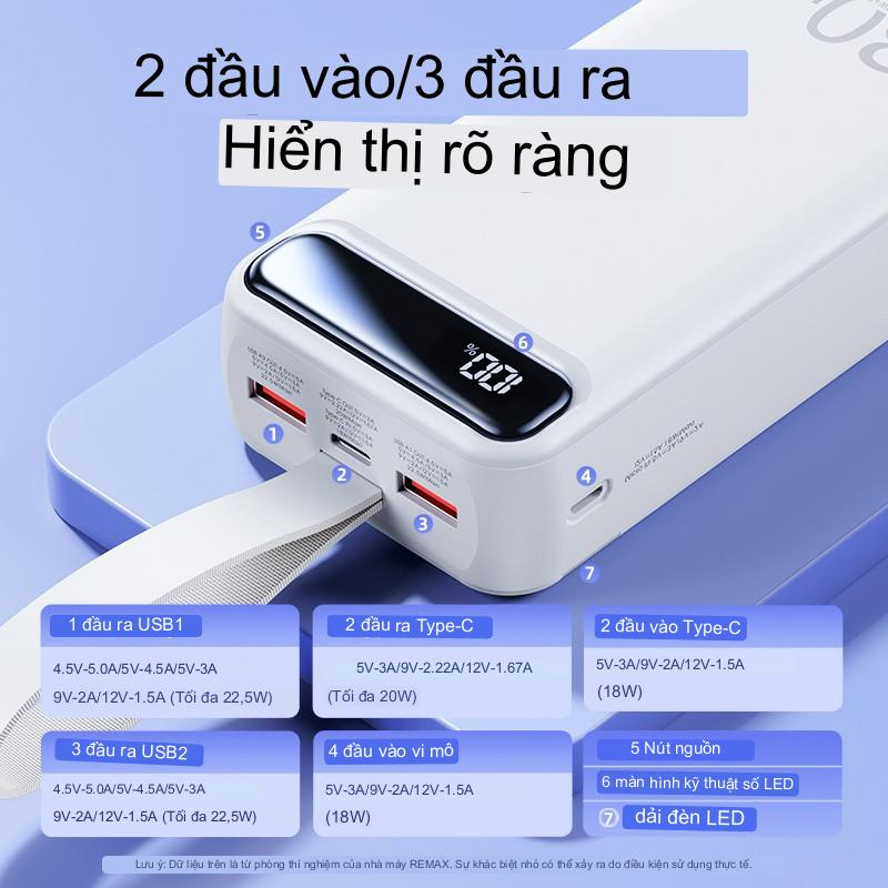 Pin Sạc Dự Phòng Sothing Remax RPP 522 30000mAh 2 Cổng USB, 1 Cổng Type-c Sạc Nhanh PD QC3.0 max 22.5W- Hàng Chính Hãng