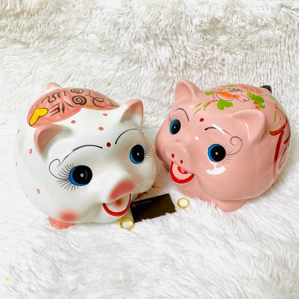 Heo đất tiết kiệm SIZE TO, lợn đất chất liệu gốm sứ Bát Tràng