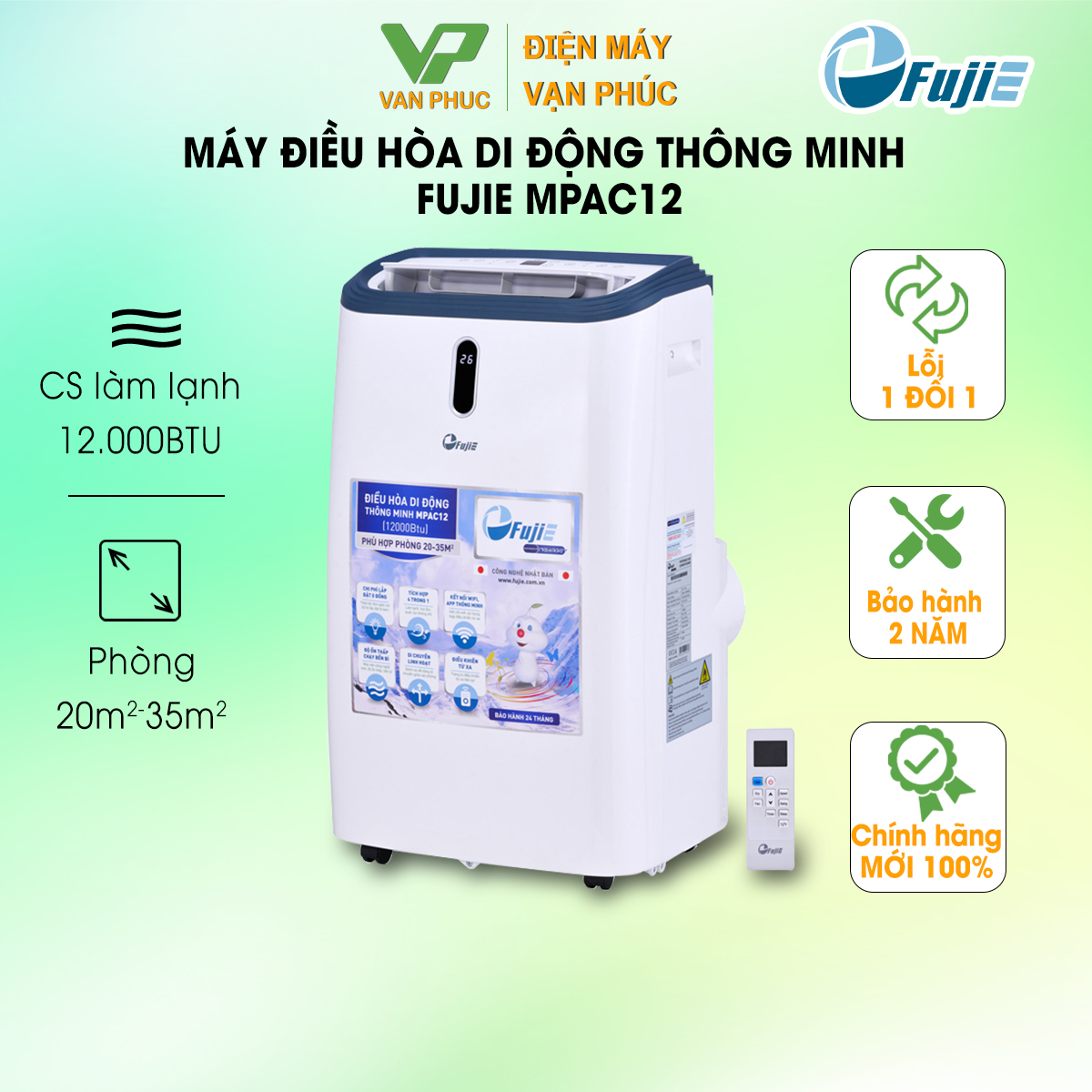 Điều hòa di động thông minh FujiE MPAC12 ( 12000BTU) - Hàng chính hãng bảo hành 2 năm