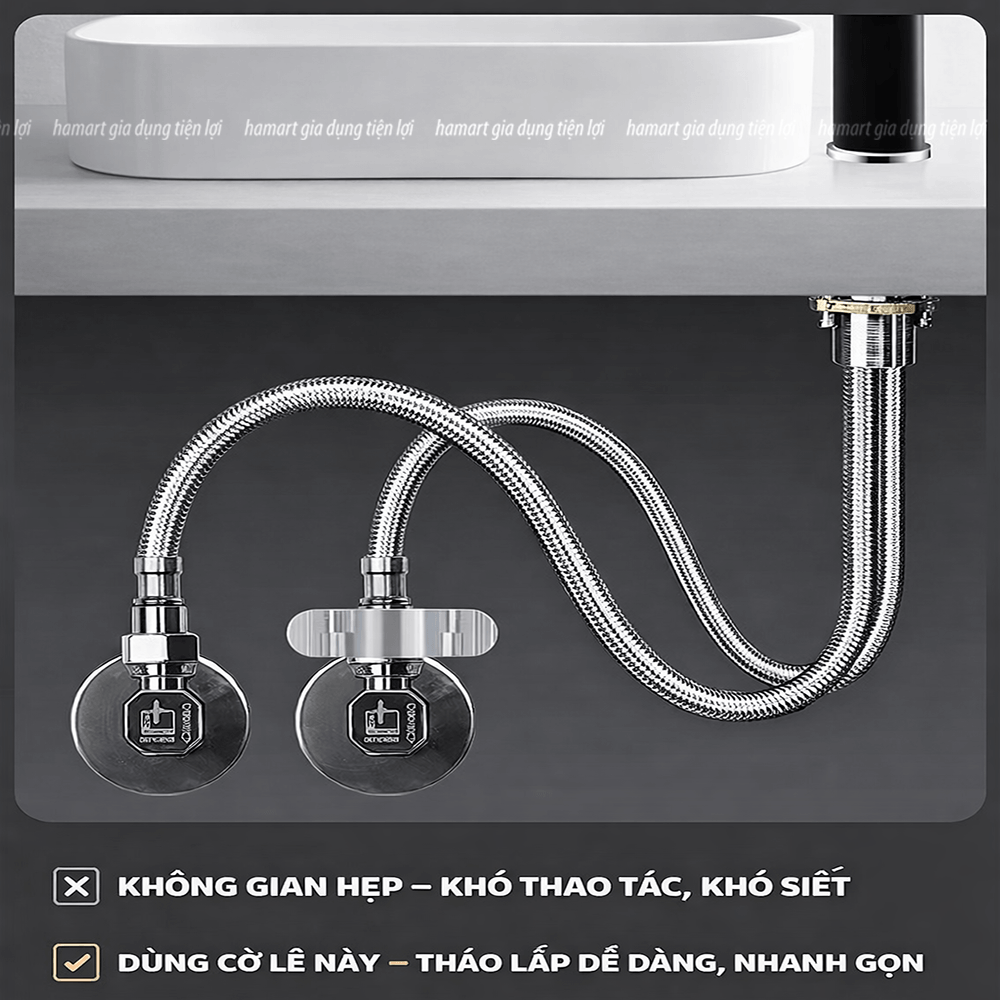 Cờ Lê Đầu Nối Ống Nước Phi 21 Dây Cấp Bồn Chậu Vòi Rửa Lavabo Nhà Tắm Tháo Lắp Ốc Lục Giác Đa Năng