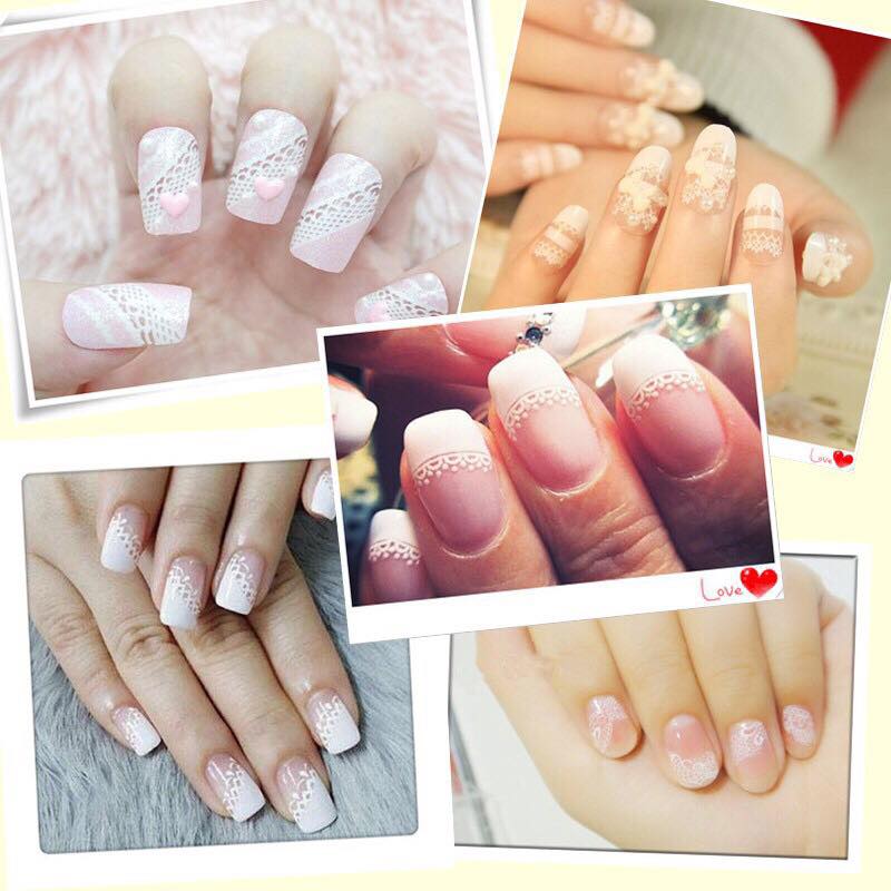 Bộ 10 tấm sticker dán móng ren Nail Art - Decal dán móng nghệ thuật