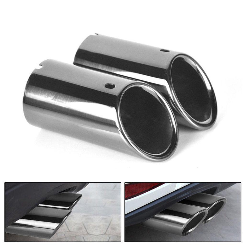 Pair Car Exhaust Muffler Tail Pipe Tip For Volkswagen Golf New Bora Silver