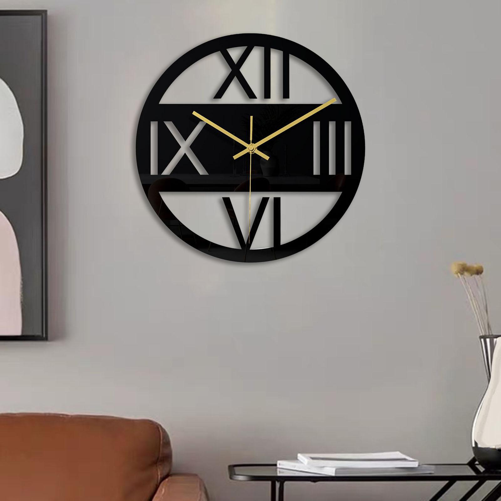 Minimalist Wall Clock Gift  Silent Clocks Acrylic Black Art