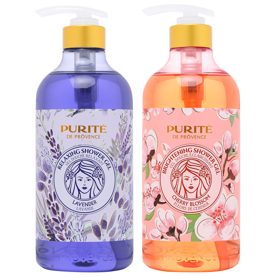 Combo 02 Chai Sữa Tắm Purité 850ml (Hoa Oải Hương + Hoa Anh Đào)