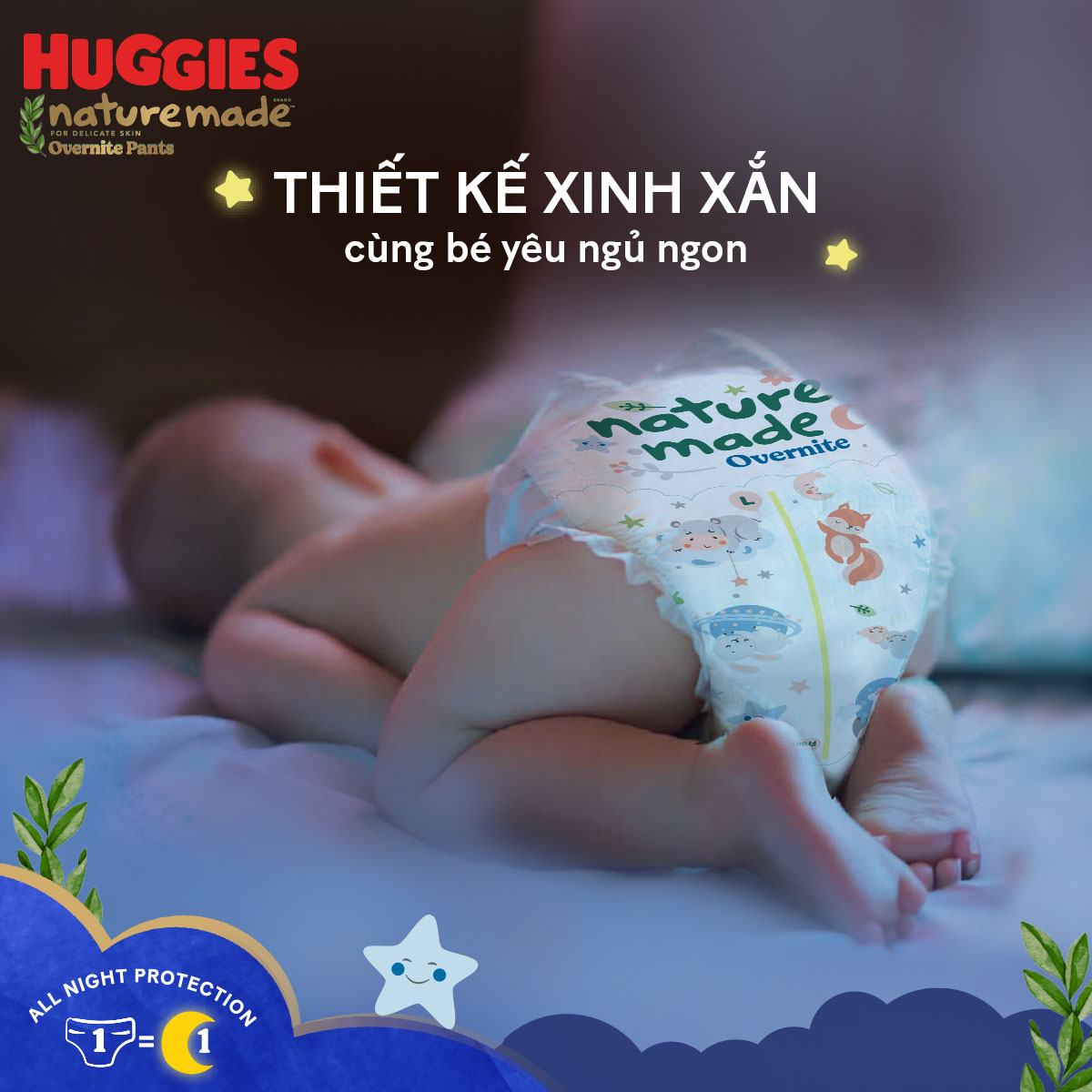 Tã quần Huggies Naturemade ban đêm XL 38 miếng