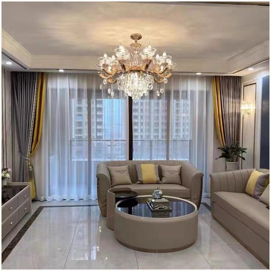 Đèn chùm trang trí, Đèn pha lê K9 CAO CẤP, Thân hợp kim mạ Vàng, TẶNG BÓNG LED ĐỔI MÀU, Ảnh công trình thực tế, Mã 5003