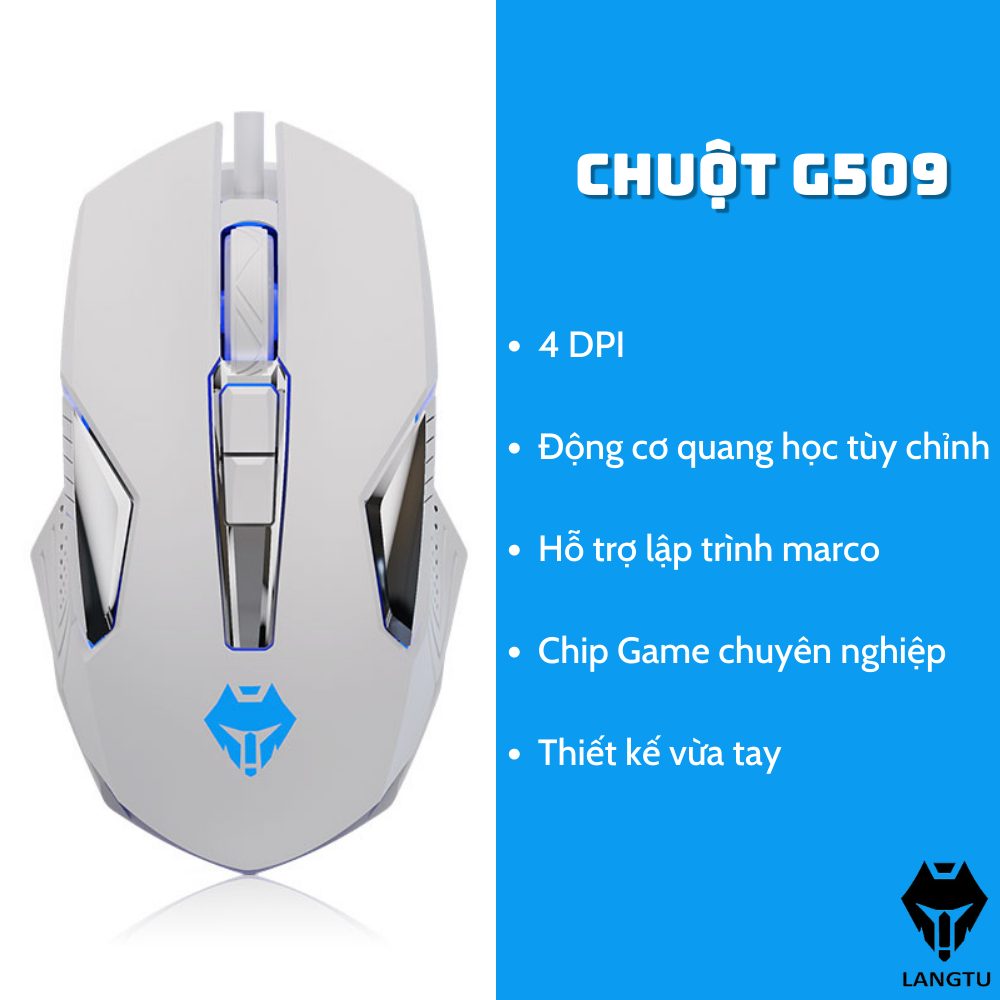 Chuột Máy Tính Gaming Langtu G509 Có Dây Và Hiệu Ứng Đèn Led Hàng Chính Hãng