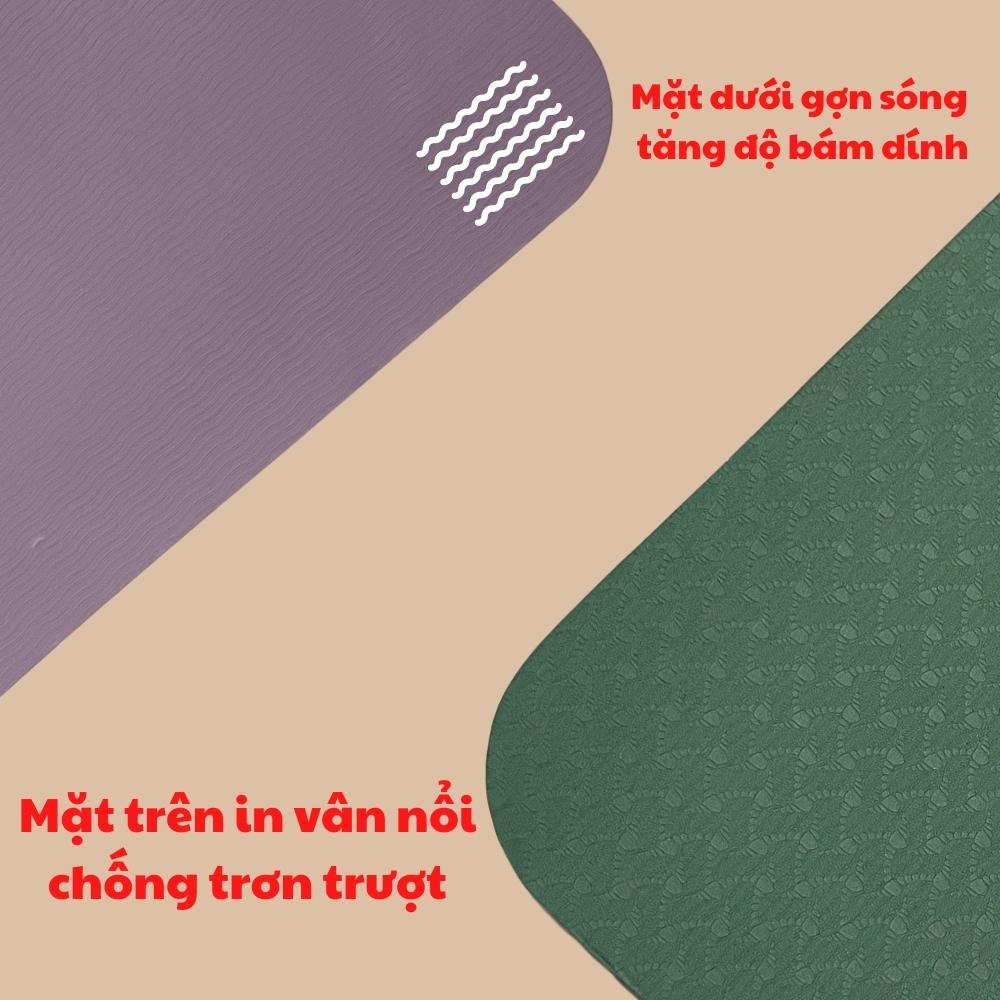 Thảm Tập Yoga, Tập Gym 8mm 2 Lớp Không Mùi + Túi Đựng Thảm + Dây Buộc Thảm Chính Hãng HUY BẠT - Giao Ngẫu Nhiên.
