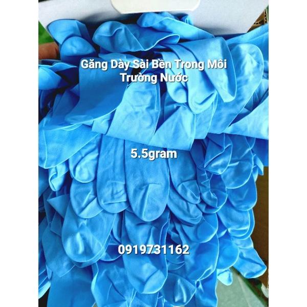 [ Hàng Chính Hãng Miễn Ship ] Găng Tay Nitrile Xanh Không Bột Cao Cấp KingShrimp Gloves. Bao Tay Xanh Dày 5.5gram