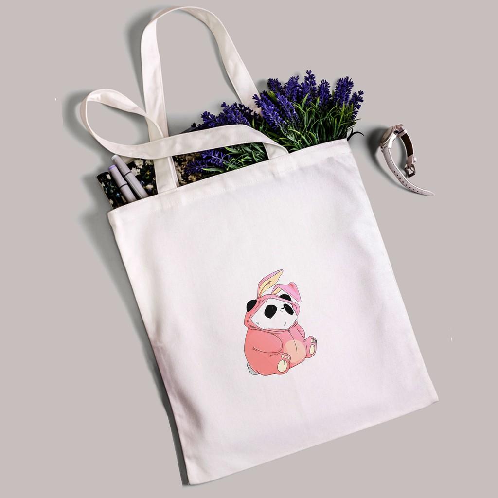 Túi Vải Tote Đeo Vai Đi Học Đi Làm Đi Chơi Hình GẤU PANDA SIÊU DỄ THƯƠNG - Túi Canvas Du Lịch Thời Trang mã TA053