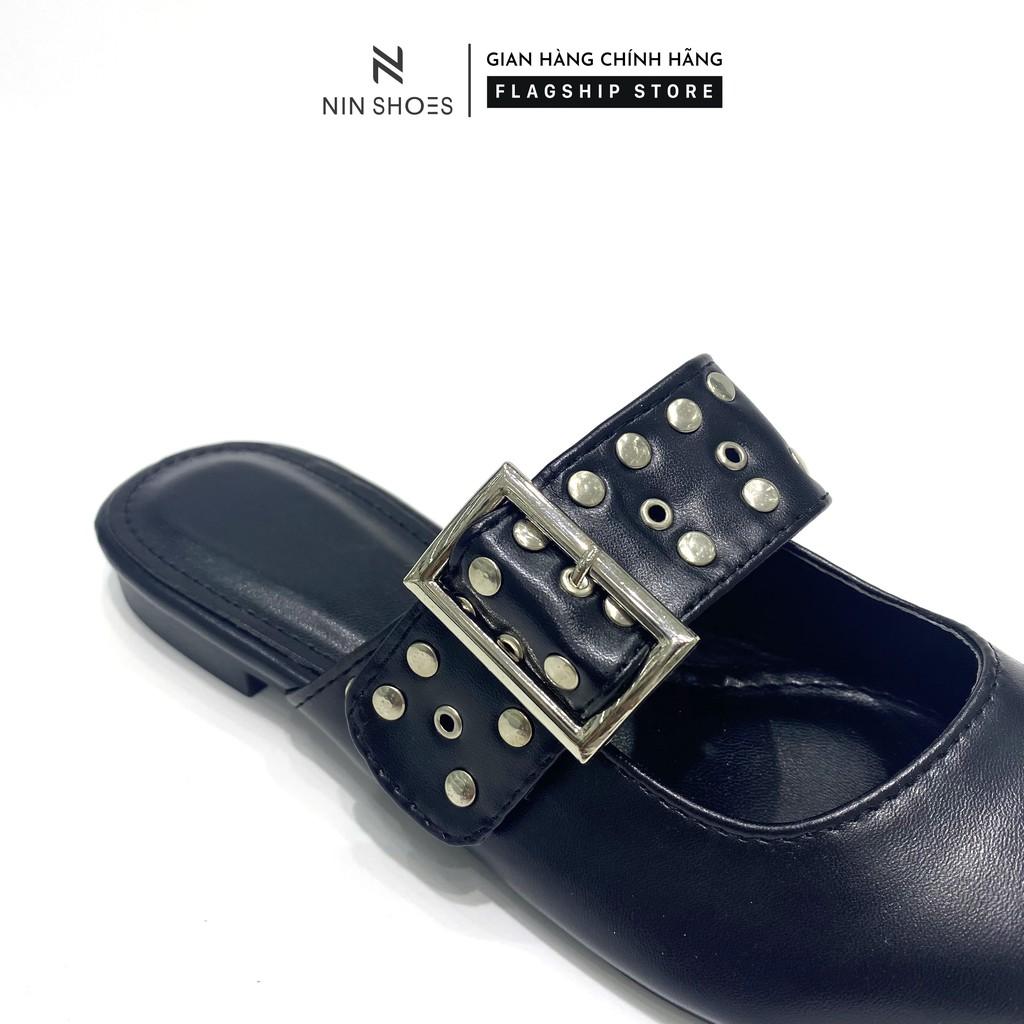 Dép sục nữ Nin shoes - Sục nữ mũi nhọn quai ngang đính đinh 3 màu thời trang cao cấp