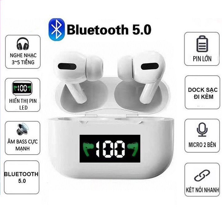 Tai Nghe Bluetooth không dây CAVARA Apro 3,Tai nghe không dây Nhét Tai TWS 5.0 Bản Cao Cấp Màn Led Hiển Thị (Hàng Nhạp Khẩu)